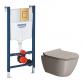 GSI Pura Tortora 50 toiletpakke inkl. s�de m. softclose, cisterne og messing betjening