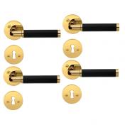 Beslagsboden Design indendørs dørhåndtag inkl. nøgleskilt - Messing/sort - Sæt á 4