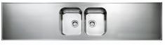 Intra AH24C-KV stålbordplade køkkenvask - Centreret - Dobbelt - 240 cm