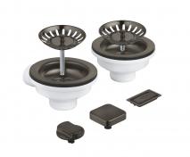 Grohe afl&oslash;bss&aelig;t til k&oslash;kkenvask m/skyllesk&aring;l inkl. drejeknap - B&oslash;rstet hard graphite