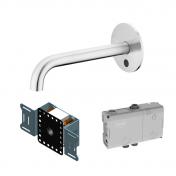 QTOO komplet ber�ringsfri vandhane t/indbygning i v�g - 190 mm - B�rstet rustfrit st�l