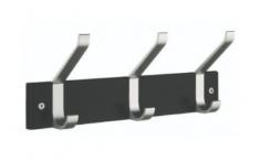 Beslagsboden knagerække m/3 dobbeltknager - Mat sort/alu