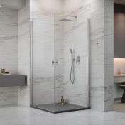 Str�mberg Noma 120 bruseniche - 80x80 cm - Klar glas/steel