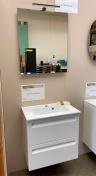Outlet - Dansani 60 m�bels�t m/2 skuffer, spejl og lampe - Mat hvid