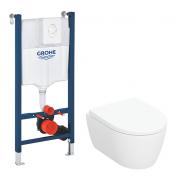 Geberit iCon kompakt v�gh�ngt toilet inkl s�de m/SoftClose, cisterne og betjening i hvid