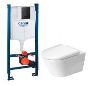 Duravit D-neo Rimless toiletpakke inkl. s�de m/soft-close, cisterne og mat sort betjening