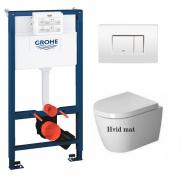 Duravit Me by Starck Compact Rimless - Hvid Mat m/wondergliss toiletpakke inkl. s�de m/soft-close, mellem cisterne og hvid betjening