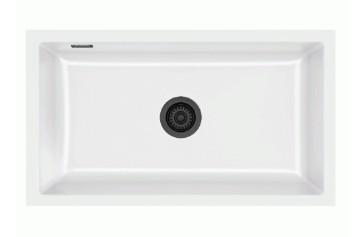 Lavabo Mera 80 U porcel&aelig;nsk&oslash;kkenvask - Mat hvid m/sort afl&oslash;b