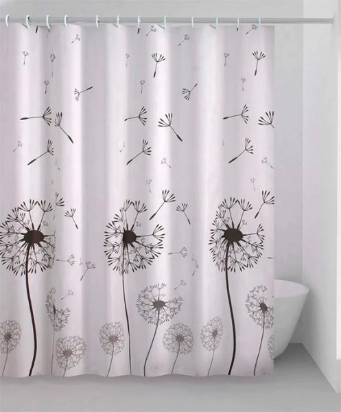 Hefe badeforh&aelig;ng m/sort blomst 120 x 200 cm