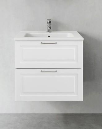 Hafa Grace 60 m&oslash;bels&aelig;t m/vask - Mat hvid ramme