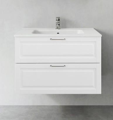 Hafa Grace 80 m&oslash;bels&aelig;t m/vask - Mat hvid ramme