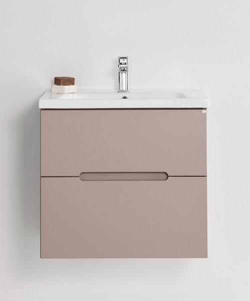 Hafa Clay 60 m&oslash;bels&aelig;t m/2 skuffer og On verge vask - M&oslash;rk beige