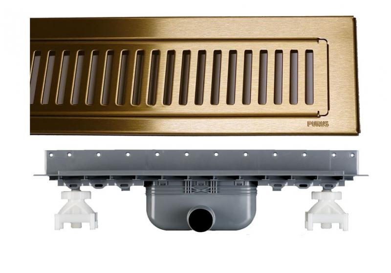 Purus Line RIB afl&oslash;bspakke 800 mm - vandret - B&oslash;rstet messing