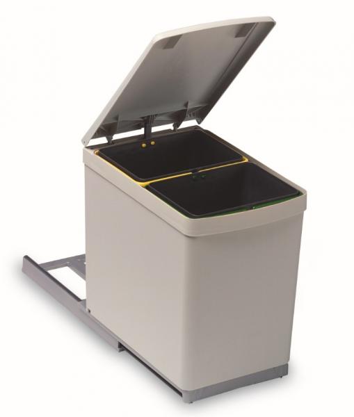 Affaldssystem m/2 stk 7,5 L spande - Gr&aring;