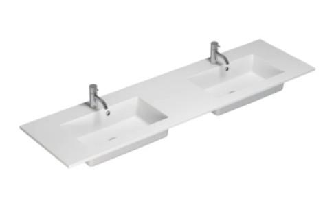 Dansani Minore 160 dobbelt møbelvask - 2 hanehuller - Hvid mat Dansani Minore 160 dobbelt møbelvask - 2 hanehuller - Hvid mat