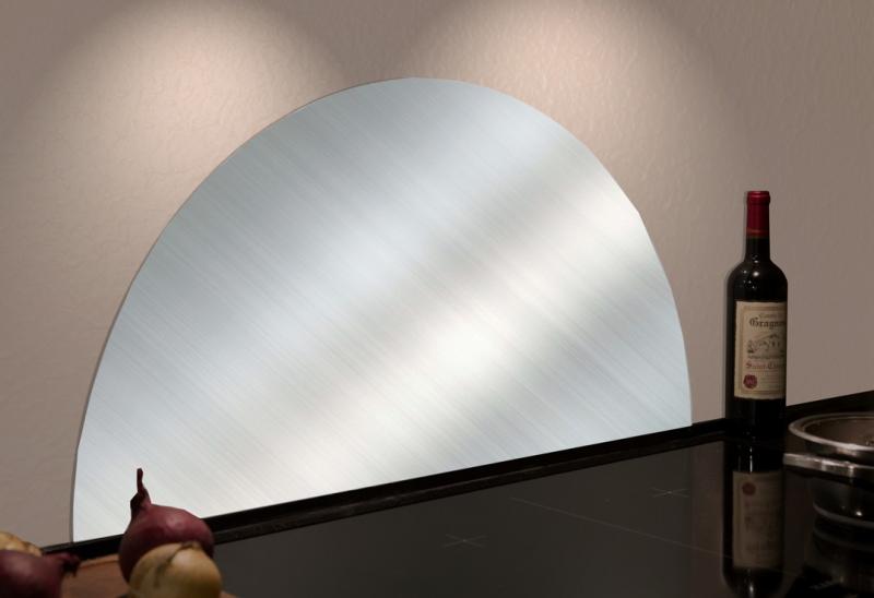 Halvcirkel st&aelig;nkplade til k&oslash;kken - 80 x 40 cm - Rustfrit st&aring;l