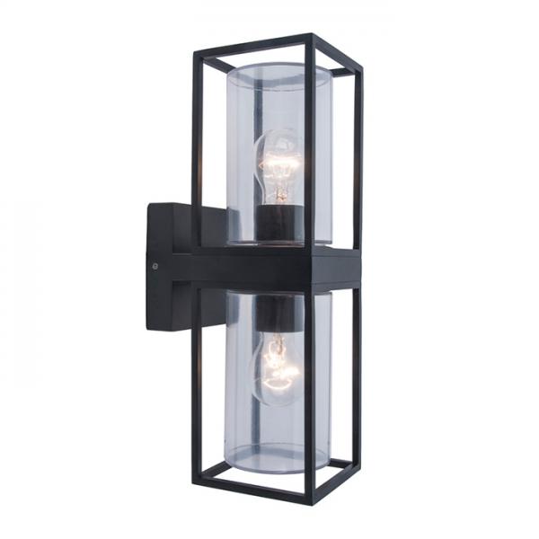 Lutec Tradition Flair dobbelt udend&oslash;rslampe til v&aelig;g - Mat sort