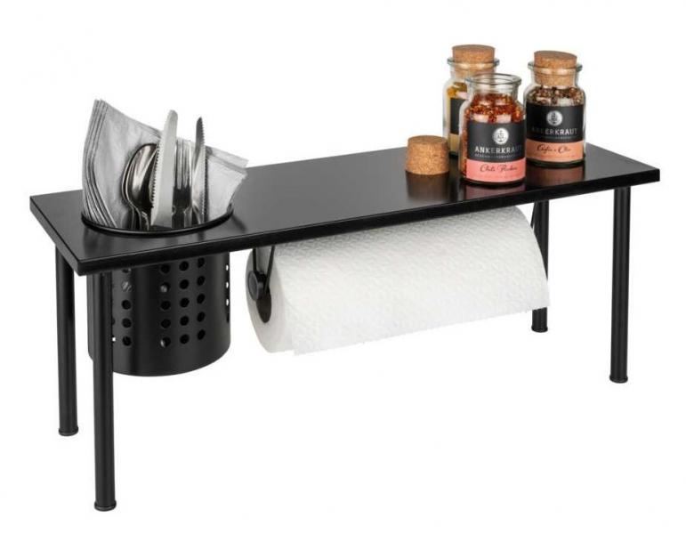 Wenko køkkenorganiser m/hylde og køkkenrulleholder - Mat sort Wenko køkkenorganiser m/hylde og køkkenrulleholder - Mat sort