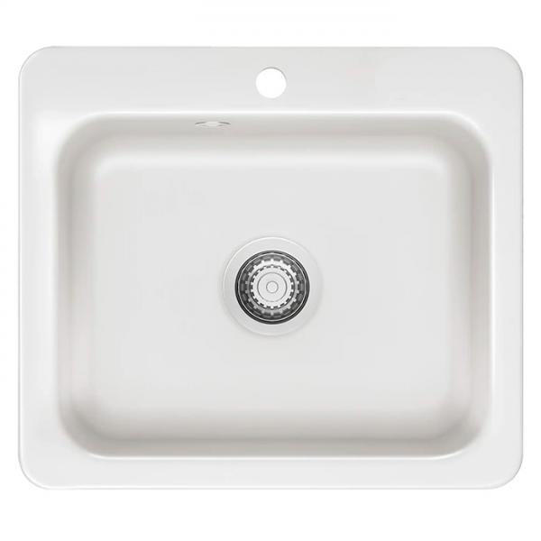 Lavabo Juna 57 køkkenvask i keramik - Hvid/krom Lavabo Juna 57 køkkenvask i keramik - Hvid/krom