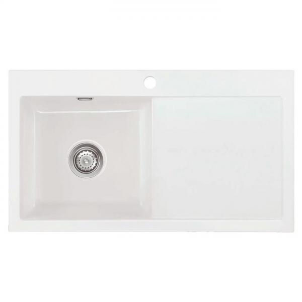 Lavabo Mera 90 porcel&aelig;nsk&oslash;kkenvask - Vask til venstre/krom afl&oslash;b