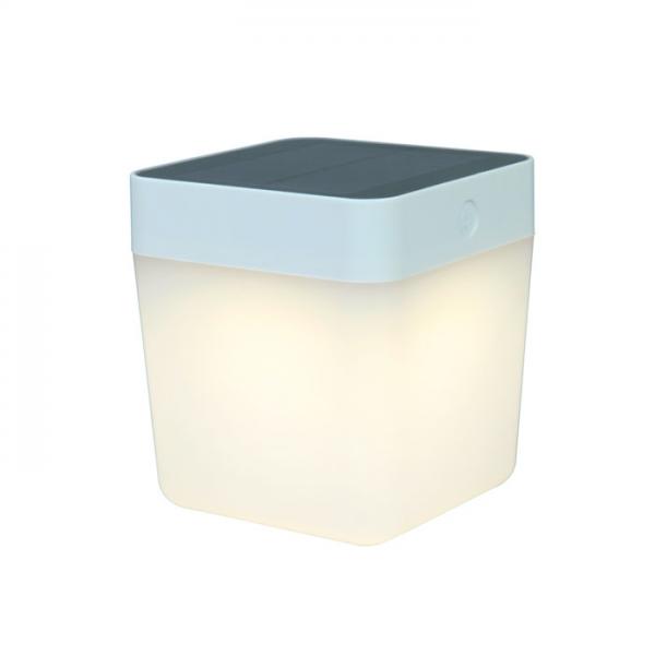 Lutec bordlampe terning m/solceller - Hvid