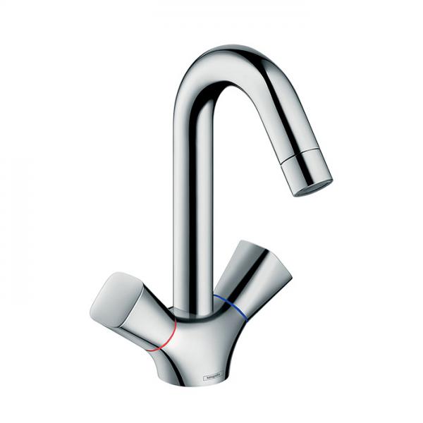 hansgrohe Logis 2-grebs h&aring;ndvaskarmatur 150 m/svingtud u/bundventil - Krom