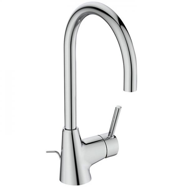 Ideal Standard Ceraline h&aring;ndvaskarmatur m/C-tud og bundventil - Krom