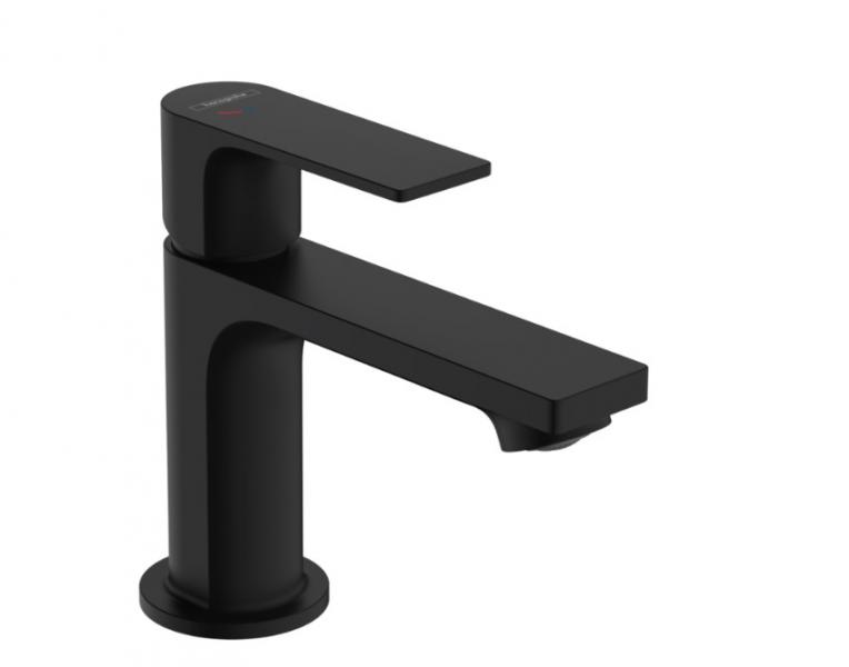 Hansgrohe Rebris E 80 h&aring;ndvaskarmatur m/Coolstart og bundventil i metal - Mat sort