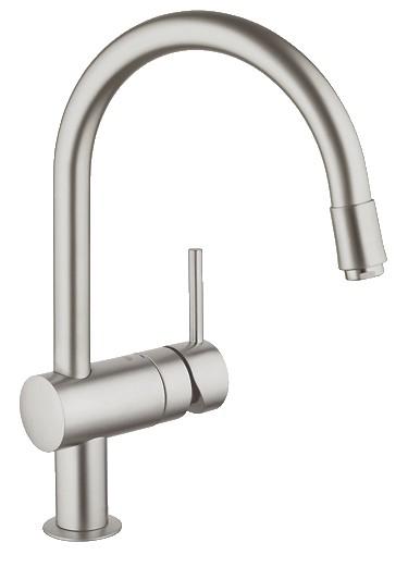 Grohe Minta k&oslash;kkenarmatur m/udtr&aelig;k - Supersteel