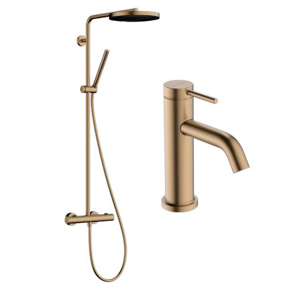 hansgrohe Pulsify S Puro 1jet & Tecturis komplet pakke til badev&aelig;relset - B&oslash;rstet bronze