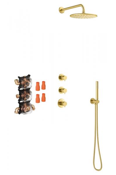 Damixa Silhouet XS 1 komplet brusesystem til indbygning - B&oslash;rstet messing