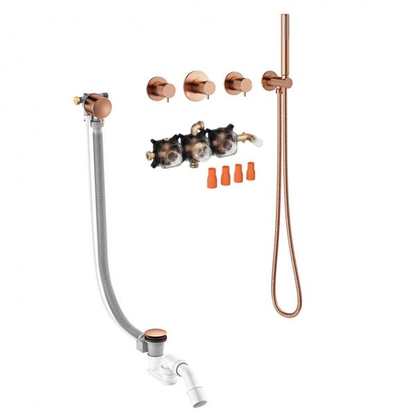 Damixa Silhouet BS 1 komplet badekararmatur til indbygning - B&oslash;rstet kobber PVD