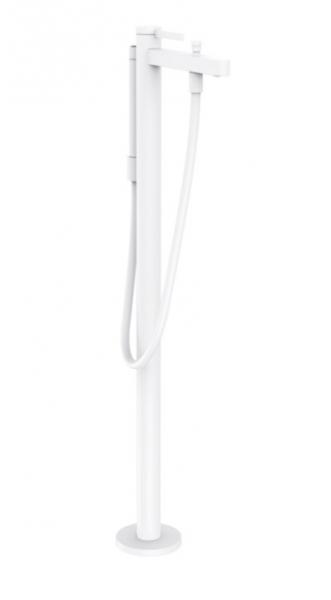 Hansgrohe Finoris badekararmatur t/gulv m/h&aring;ndbruser - Mat hvid