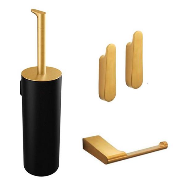 Pressalit Style komplet pakke til badeværelset - Børstet messing/mat sort Pressalit Style komplet pakke til badeværelset - Børstet messing/mat sort