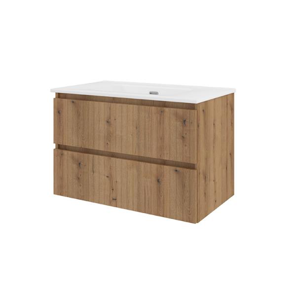 Sanibell Proline 80 m&oslash;bels&aelig;t m/lameller og 2 skuffer - Uden hanehul - Urban eg