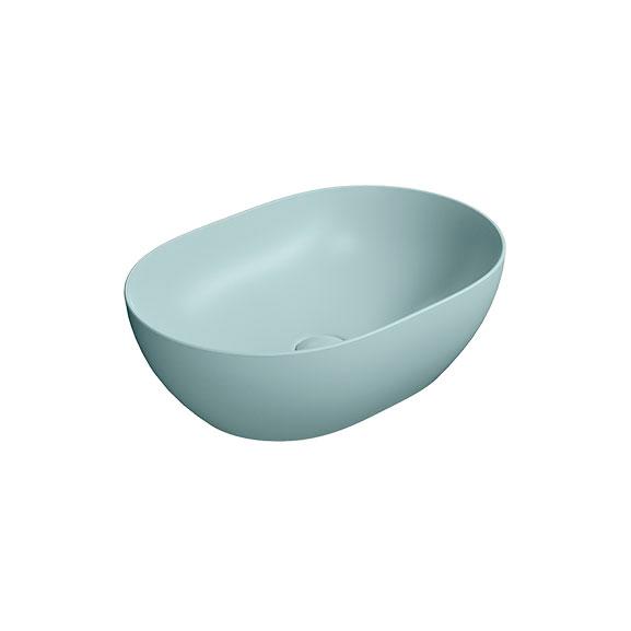 GSI Pura 50 oval fritst&aring;ende bowlevask - Uden hanehul - Ghiaccio