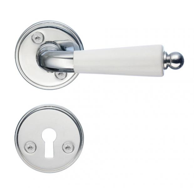 Beslagsboden vintage indend&oslash;rs d&oslash;rgreb inkl n&oslash;gleskilt - Krom/hvid