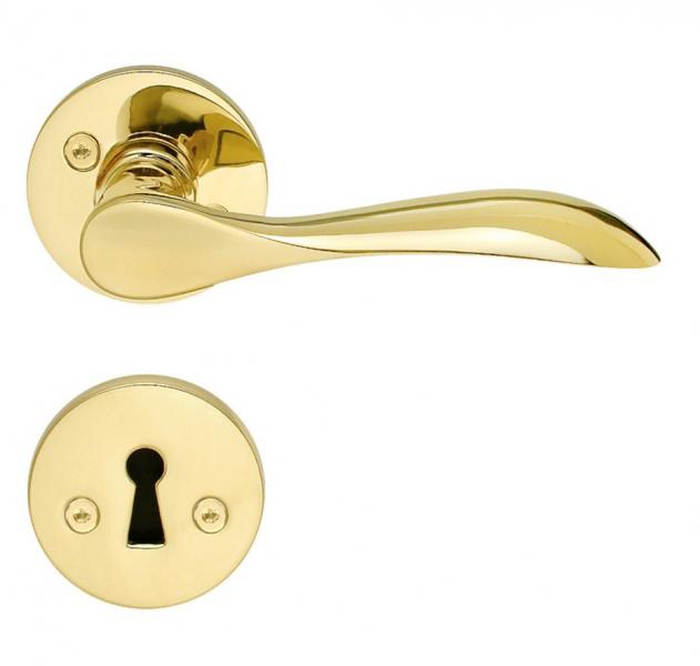 Beslagsboden indend&oslash;rs d&oslash;rgreb inkl n&oslash;gleskilt - Poleret messing