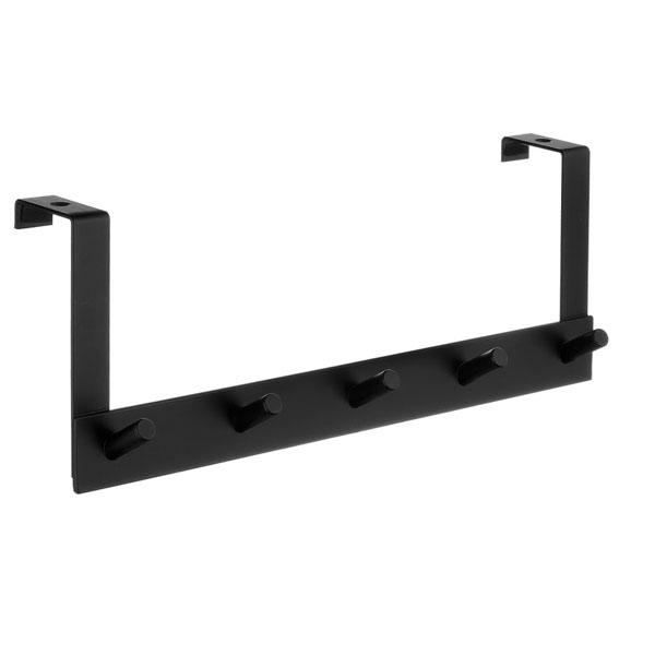 Beslagsboden knagerække til dør - 5 knager - Sort Beslagsboden knagerække til dør - 5 knager - Sort