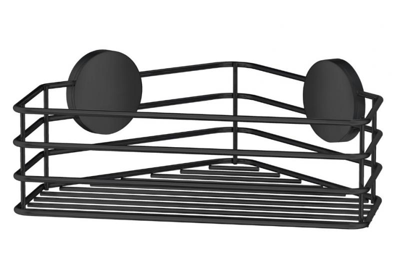 Beslagsboden selvkl&aelig;bende brusekurv til hj&oslash;rne - Mat sort