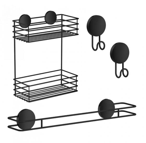 Beslagsboden selvklæbende tilbehørspakke til bad - Mat sort Beslagsboden selvklæbende tilbehørspakke til bad - Mat sort