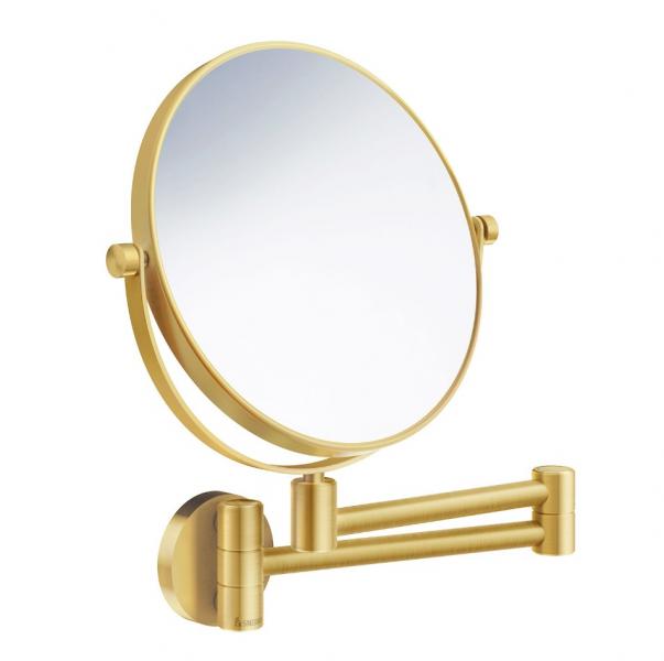 Smedbo Outline kosmetikspejl m/svingarm og 7 x forst&oslash;rrelse - B&oslash;rstet messing