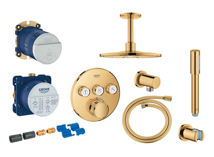 Grohe SmartControl komplet brusesystem med SmartActive hovedbruser til indbygning/loft - Poleret Cool Sunrise Grohe SmartControl komplet brusesystem med SmartActive hovedbruser til indbygning/loft - Poleret Cool Sunrise