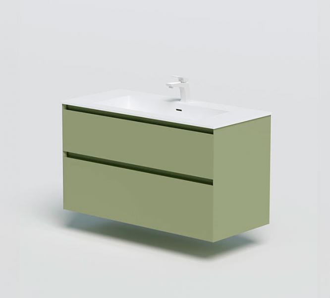 Str&oslash;mberg Lux 100 vaskeskab m/2 skuffer - Olive gr&oslash;n