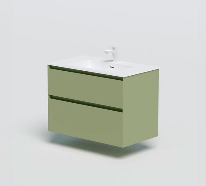 Str&oslash;mberg Lux 80 vaskeskab m/2 skuffer - Olive gr&oslash;n