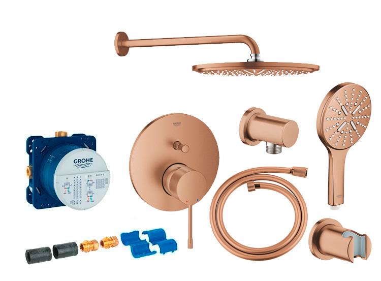 Grohe Essence komplet brusesystem m/Rainshower 310 hovedbruser & SmartActive håndbrus til indbygning - Børstet warm sunset Grohe Essence komplet brusesystem m/Rainshower 310 hovedbruser & SmartActive håndbrus til indbygning - Børstet warm sunset