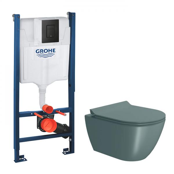 GSI Pura Agave 50 toiletpakke inkl. s&aelig;de m. softclose, cisterne og mat sort betjening