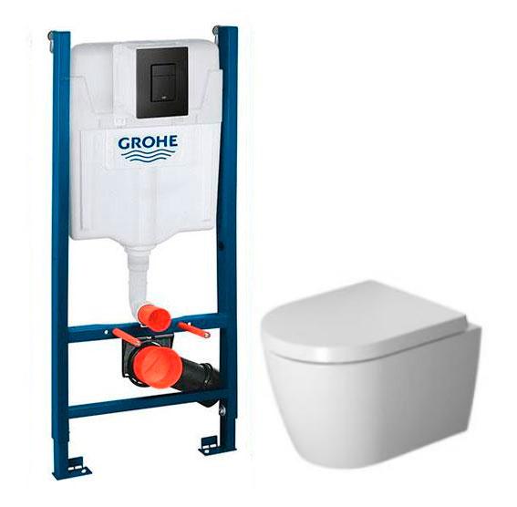 Duravit Me by Starck Compact toiletpakke inkl. s&aelig;de m/softclose, Wondergliss, cisterne og sort betjening