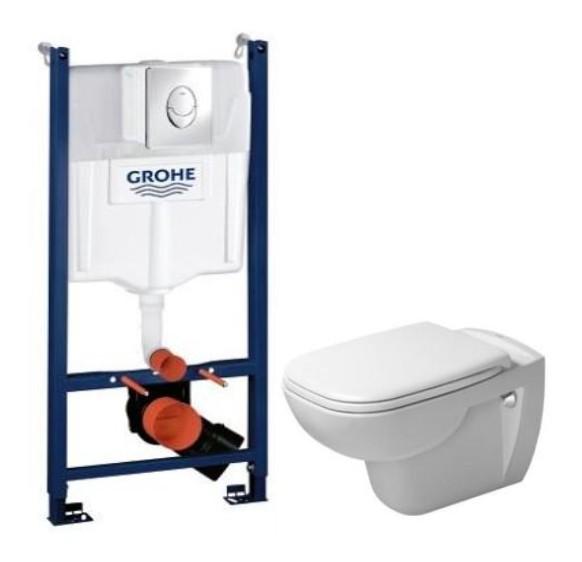 Duravit D-Code RIMless toiletpakke inkl. s&aelig;de m/softclose, cisterne og krom betjening