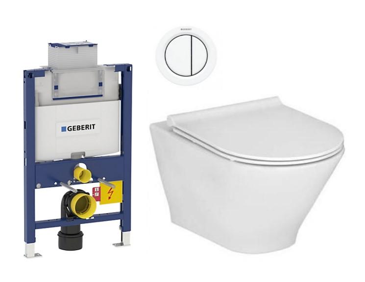 Laufen Roca Gap round RIMless toiletpakke inkl. s&aelig;de m/soft-close, lav cisterne og hvid betjening